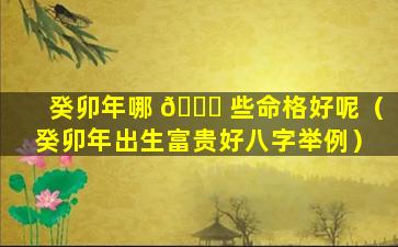 癸卯年哪 🐞 些命格好呢（癸卯年出生富贵好八字举例）